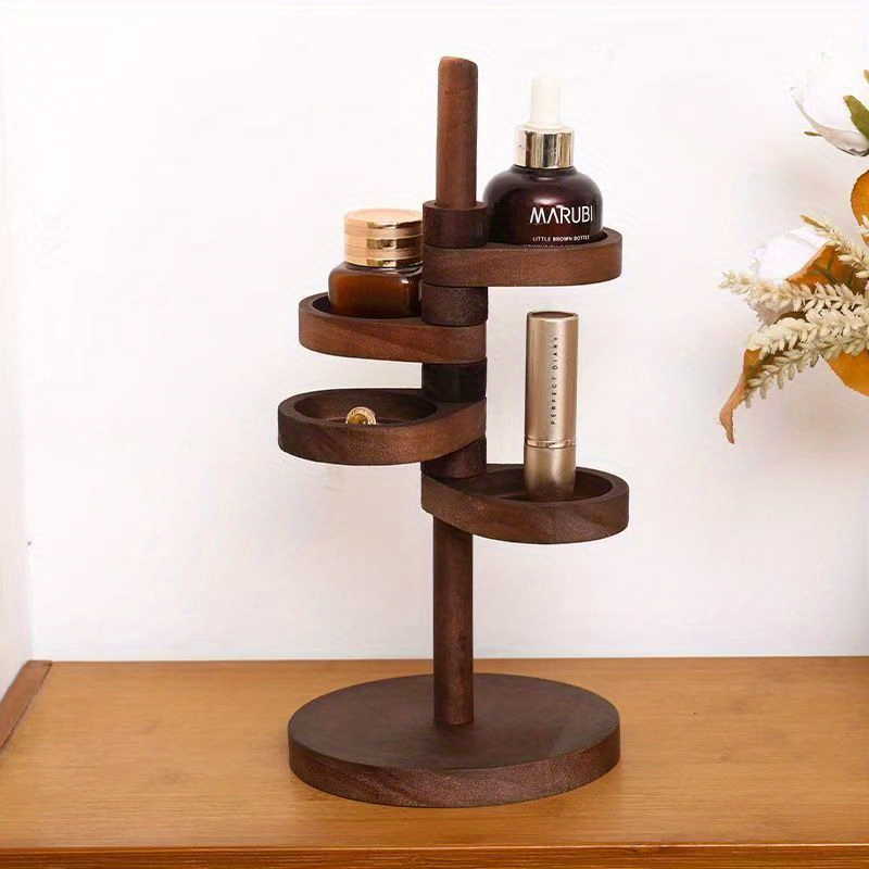 1pc jewelry storage rack solid wood rotatable storage rack can put four   multi capacity cosmetics jewelry desktop storage rack bedroom display rack entrance key storage rack necklace ring perfume cosmetics watch decorative storage rack jewel   details 3