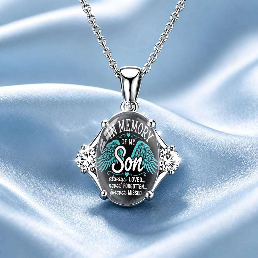 TEMU 1pc Elegant And Stylish Handcrafted Pendant Necklace, In Memory Of My Son Themed Necklace, Unique Handmade Jewelry For Halloween, Christmas,