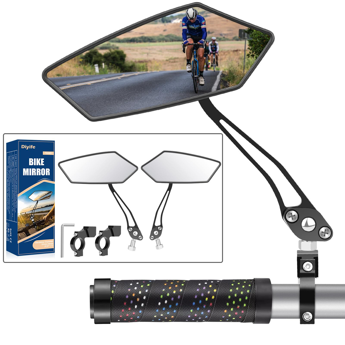 2 For Bicycle Mirrors With .5cm High-definition Impact-resistant Glass Surface, Suitable For Bicycles, E-bikes, Scooters, And With Handlebar Diameters Of 22-26mm
