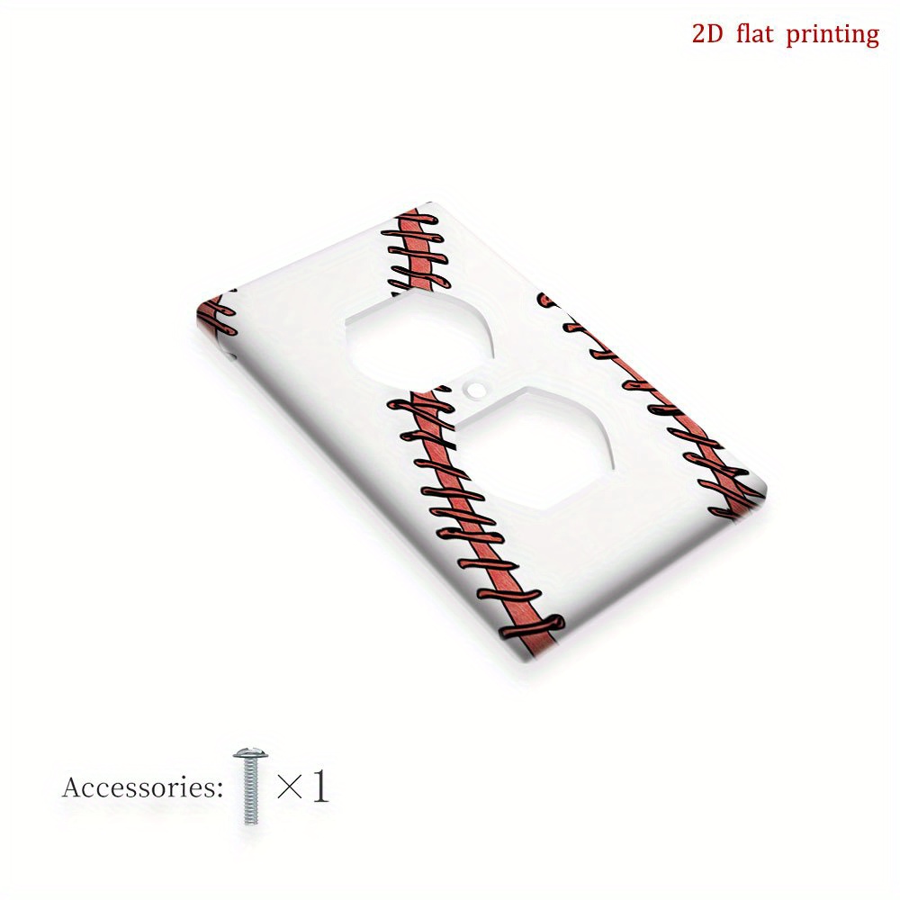 TEMU 1pc 2d Flat Printing Sports Baseball Stitches Light Switch Plate Cover For Bedroom Bathroom Living Room Home Wall Panel Decor, 2d Flat