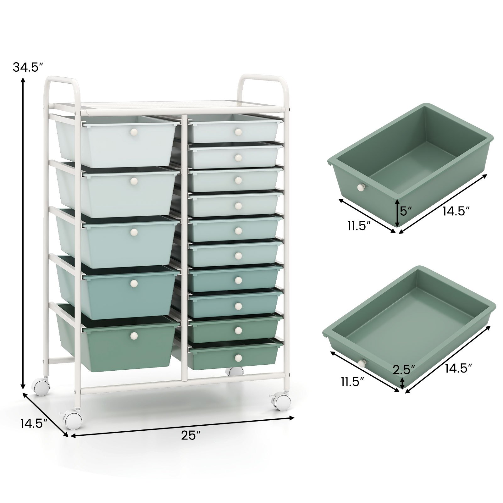   15 drawer rolling cart   storage solution featuring vibrant drawers and a sturdy metal frame designed for   home uses this organizer unit   with lockable wheels making it ideal for office storage