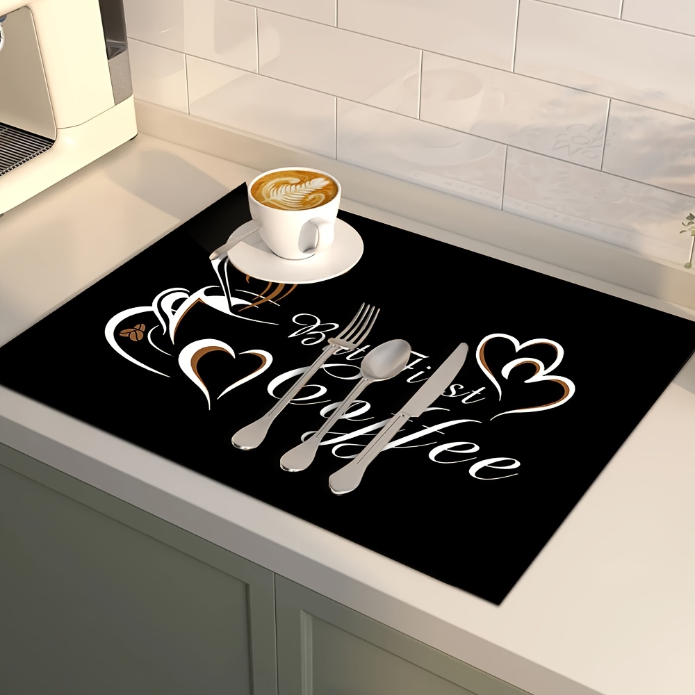 TEMU 1 pz Tappetino e asciugamano per macchina da caff癡 " di caff癡" in fango di diatomee - Protezione antiscivolo ad assorbenza per scrivania, adatta