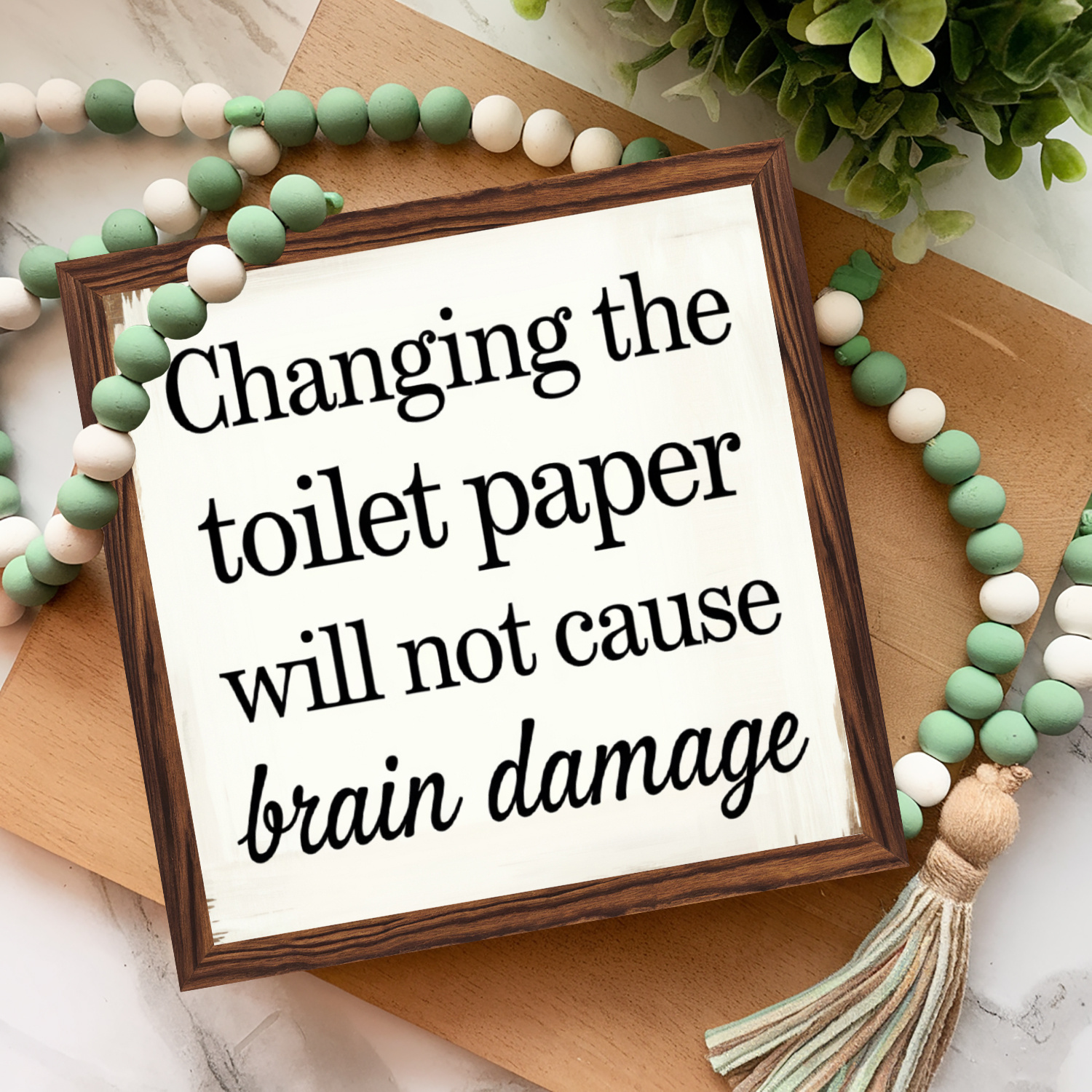 TEMU 1pc, Changing Toilet Not Cause Brain Damage Wooden Frame Sign Bathroom Decoration Sign Bathroom Gift Hot Tub Wall Decoration Inspirational Art