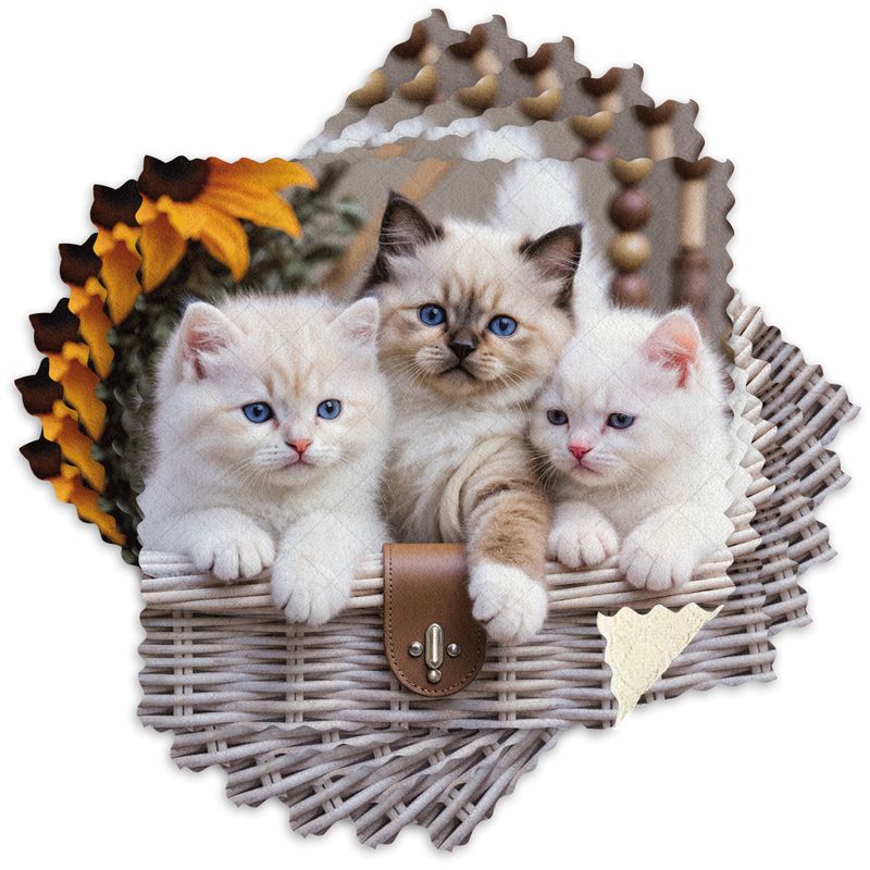 TEMU 6pcs Kitchen Dish Towels With 2d Cute Kittens Pattern, Reusable Cleaning Cloths, Microfiber Scouring Pads, Highly Absorbent And Easy To Clean,