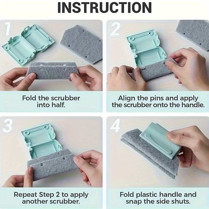 Set de curățare multifuncțional pentru ferestre, 9 piese - Include 1 mâner din plastic și 8 bureți reutilizabili, potrivit pentru living, dormitor, baie și bucătărie | Instrumente esențiale de curățare pentru casă | Perii de curățare reutilizabile | Set mâner din plastic