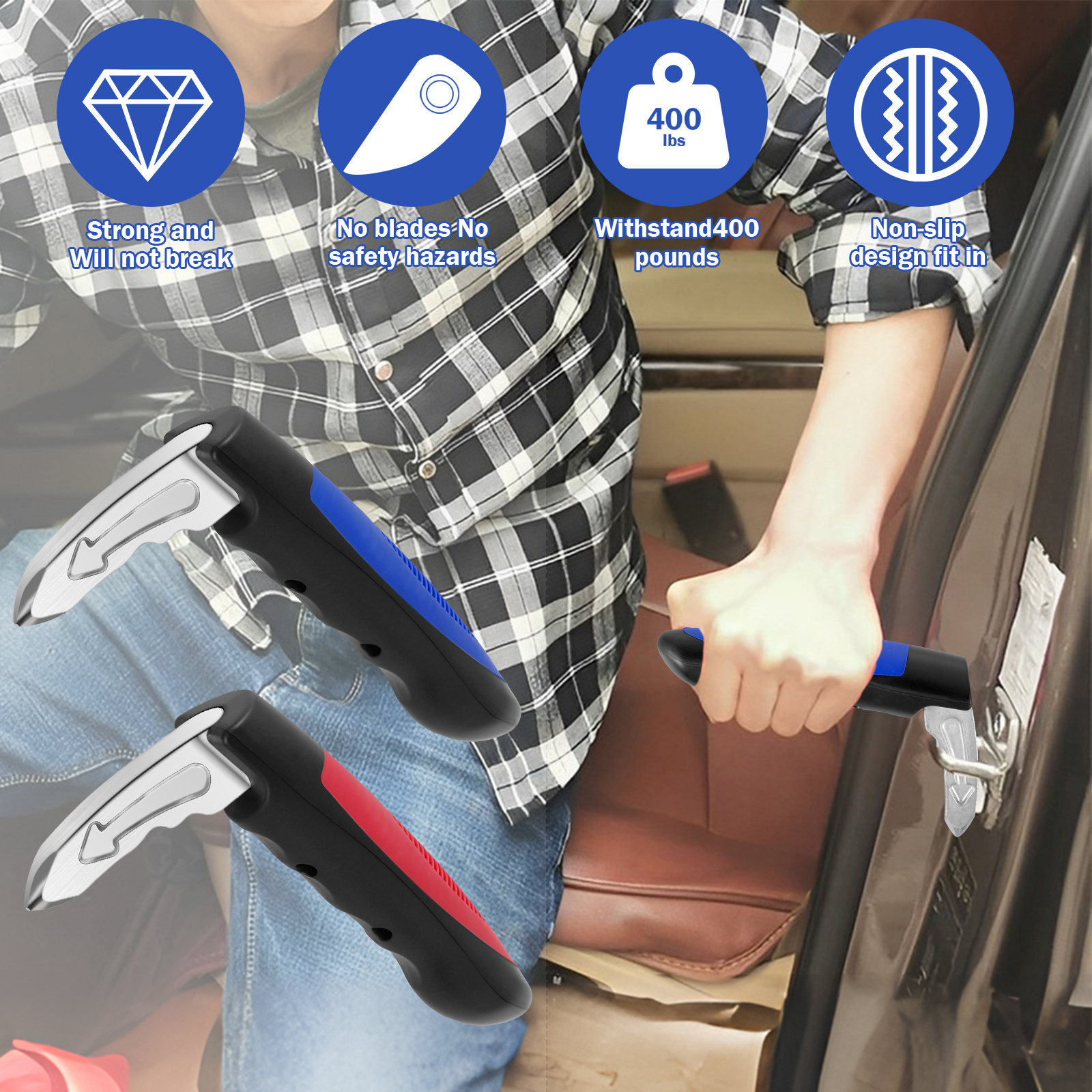 Multifunction Vehicle Support Handles - 2/4pcs Car Door Assist Handle 2in 1 - Portable Automotive Car Handle Assist - Window Breaker for Elderly and Car Emergency Tool
