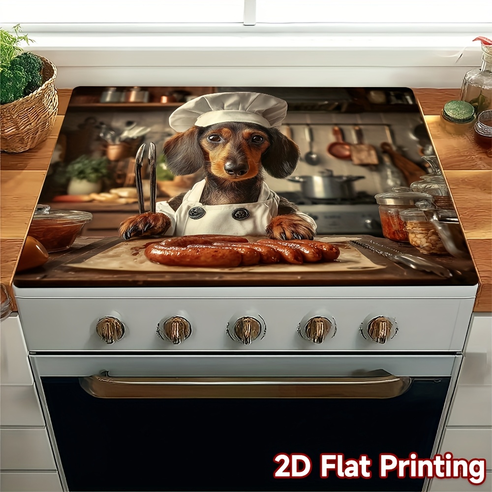TEMU 1 Housse de cuisinière adorables pour chien d'Allemagne - Protecteur antidérapant pour plaques de cuisson à gaz/électriques/à induction, machine