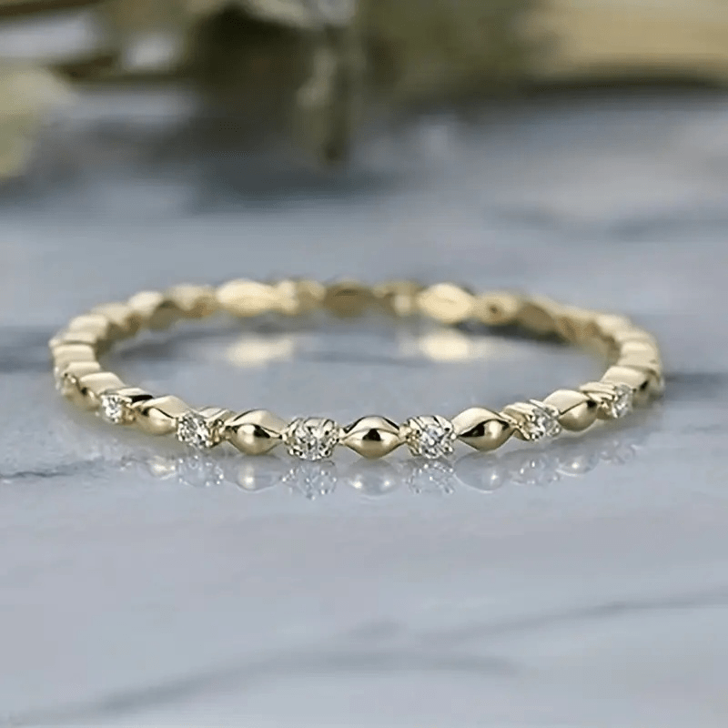 Classic Simple Inlay Synthetic Zirconia Thin Ring For Women Daily Casual Party Stackable Ring Exquisite Gifts