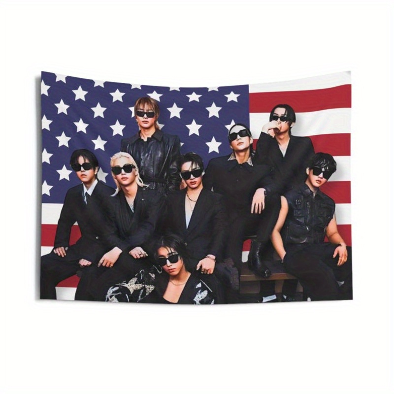 TEMU 1pc Stray Kpop Skz American - Horizontal Home Decor Banner Portraits, 2024 Concert Gift For Stays, Birthday Present & Fan Accessories, Concert