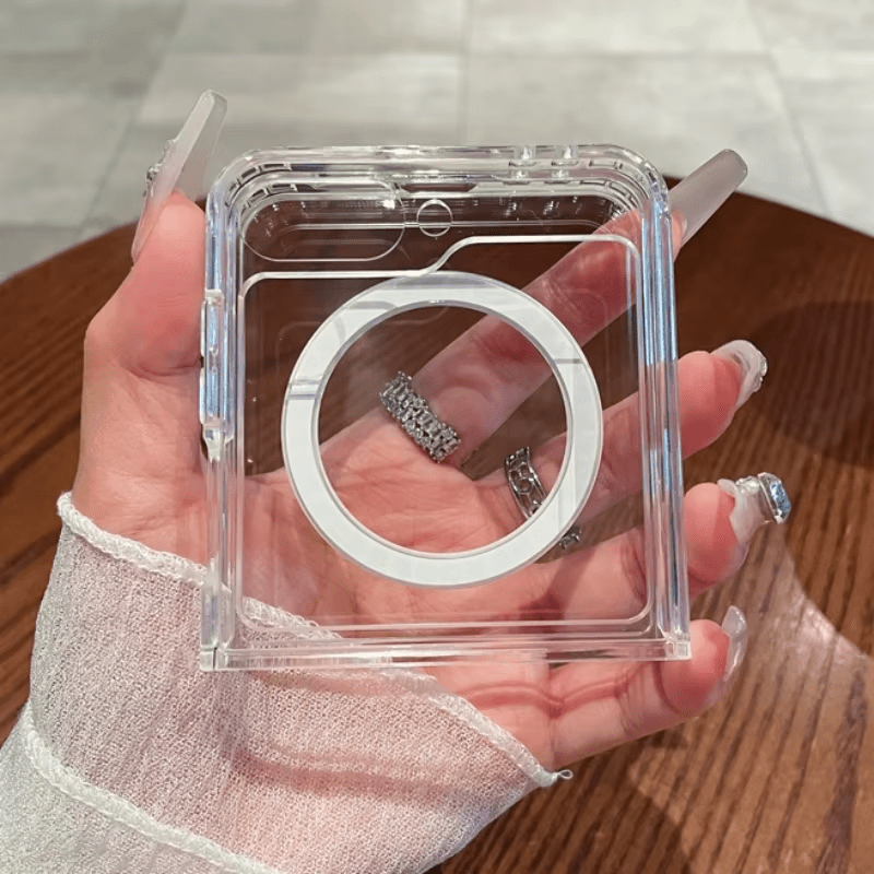 TEMU Phone Case: 1pc Transparent Case, Suitable For Galaxy Z Flip 8/flip 7/z Flip 7 Fe/z Flip 6/z Flip , Fully Protect The Screen, Offers Fingerprint