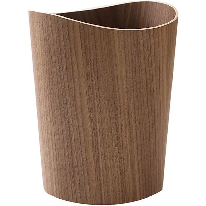 capacity wood trash can with pull out wide mouth round stackable wastebasket suitable for bathroom office natural wood garbage bin rustic farmhouse   saving recycling bin Product details 0