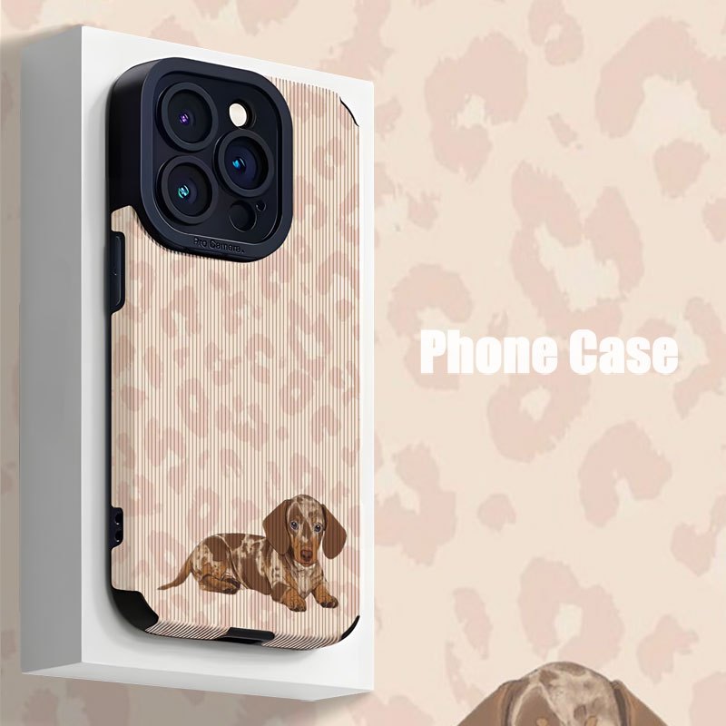 TEMU Phone Case: Pink Leopard Print Dachshund Pattern Phone Case For Iphone 17 Pro Max, 16, 16 Plus, 15 Pro Max, 15 Pro, 15 Plus, 15, 14 Pro Max, 14