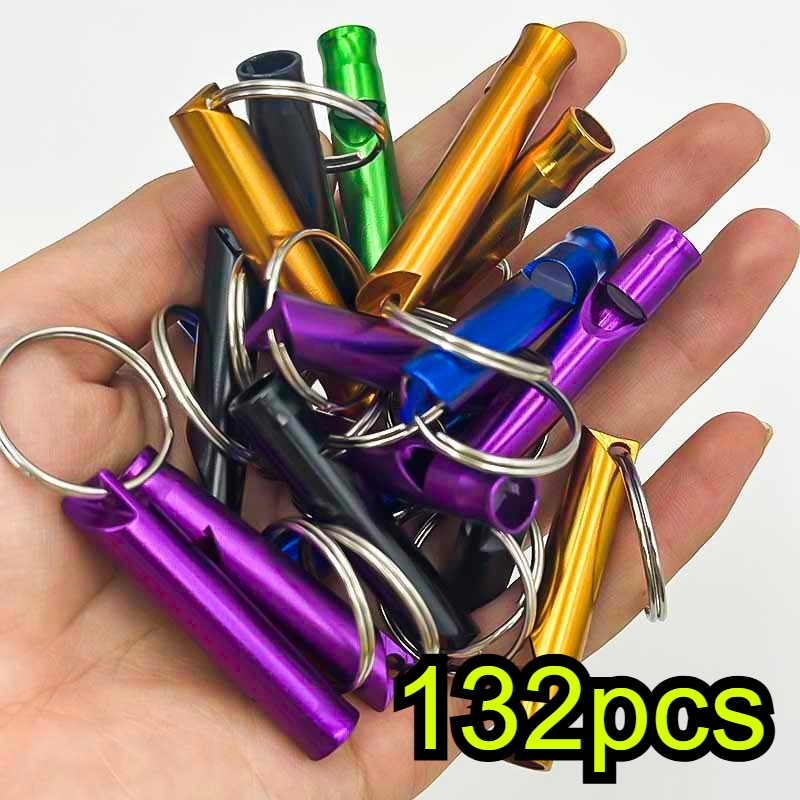 TEMU 132pcs Laser-customized Aluminum Alloy Whistles - Fire Emergency Whistles For Home Escape - Life-saving Outdoor Survival Whistles