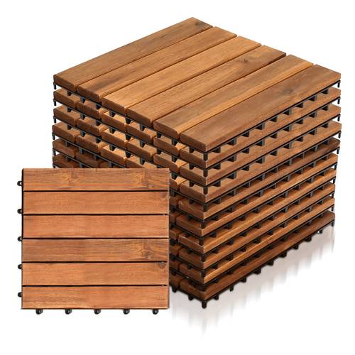 wooden tiles 11 55pcs a set made of acacia wood weather resistant for indoor outdoor use for garden floor decoration for patio balcony garden 1 tile of 12 6 planks wood plastic patio tiles piece of 30x30cm floor covering