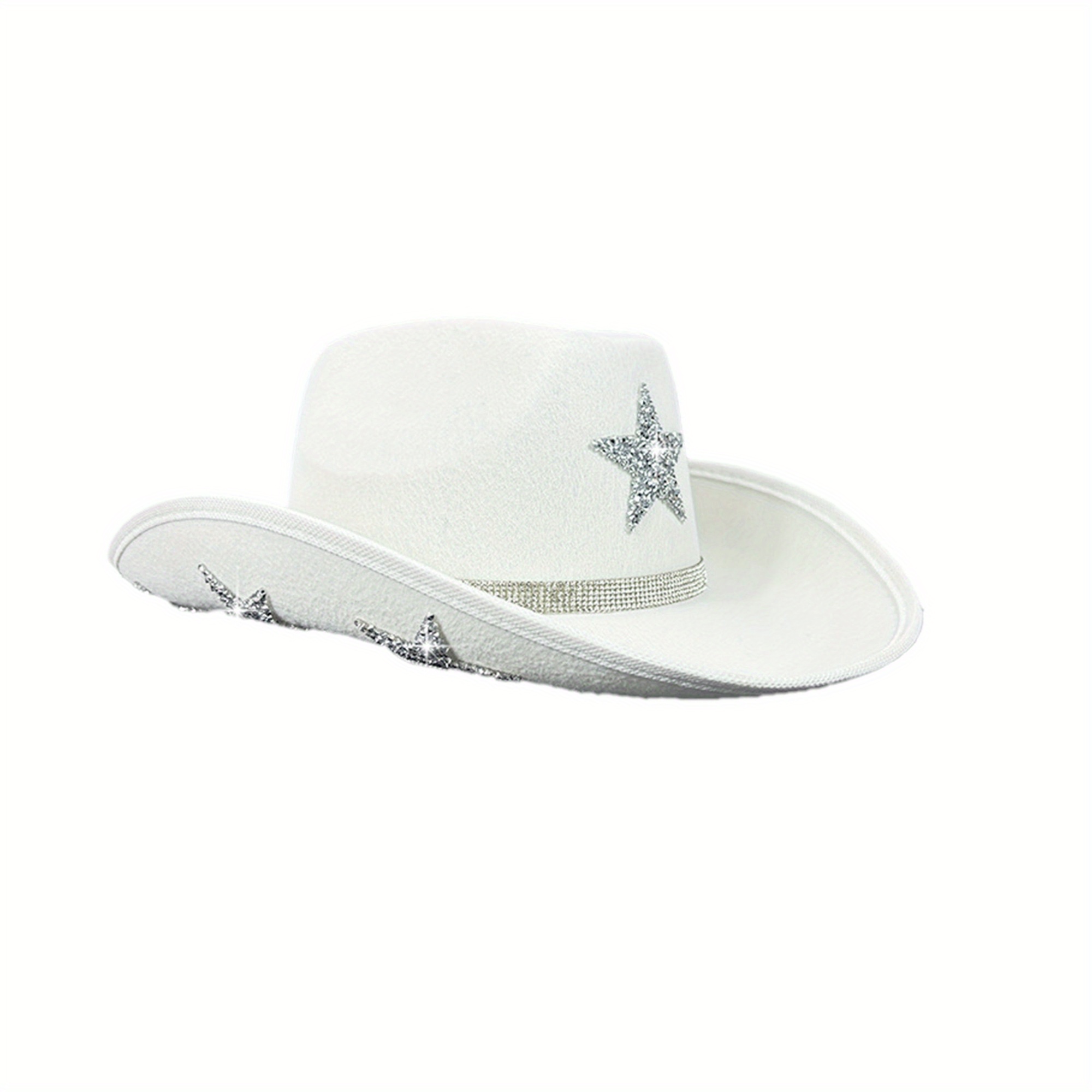 white cowgirl hat western cowboy hats wide brim - Temu display picture 1