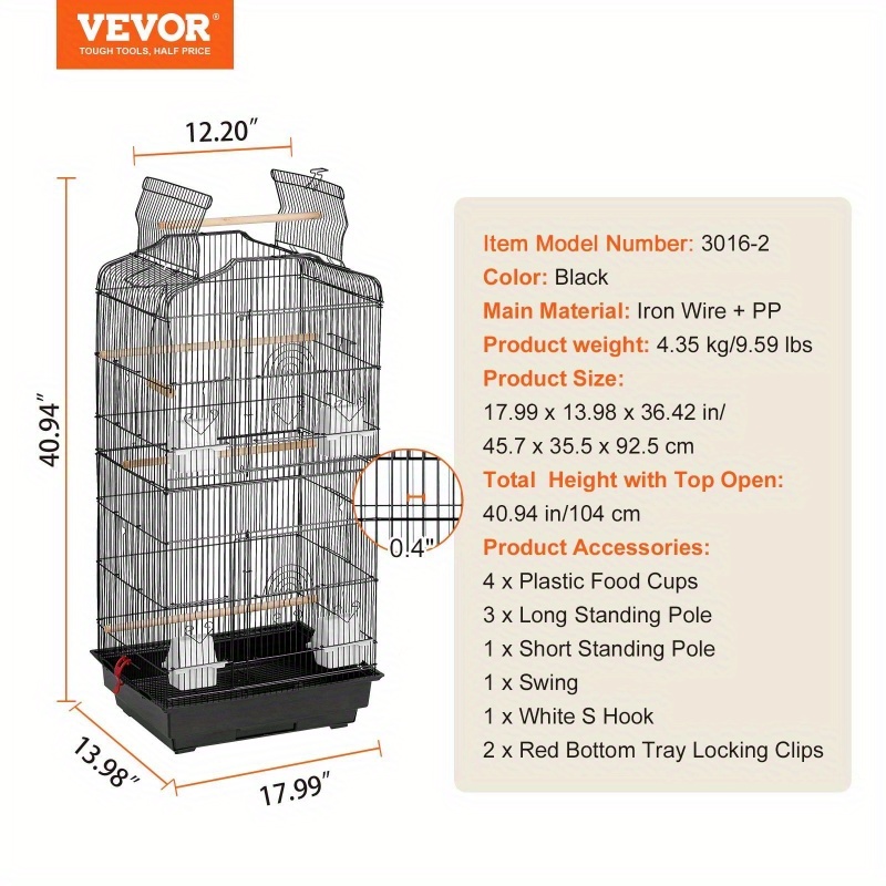   39 hanging metal bird flight cage for parakeets cockatiels small parrots multi level perches swingable chains   design with hanging hooks for indoor outdoor use parrot cage indoor bird enclosure sturdy construction parrot keepers Product details 6