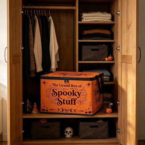 mcmls vintage gothic storage basket with box of label foldable lid suitable for halloween decorations closure box for home clutter holiday attire spooky room decor