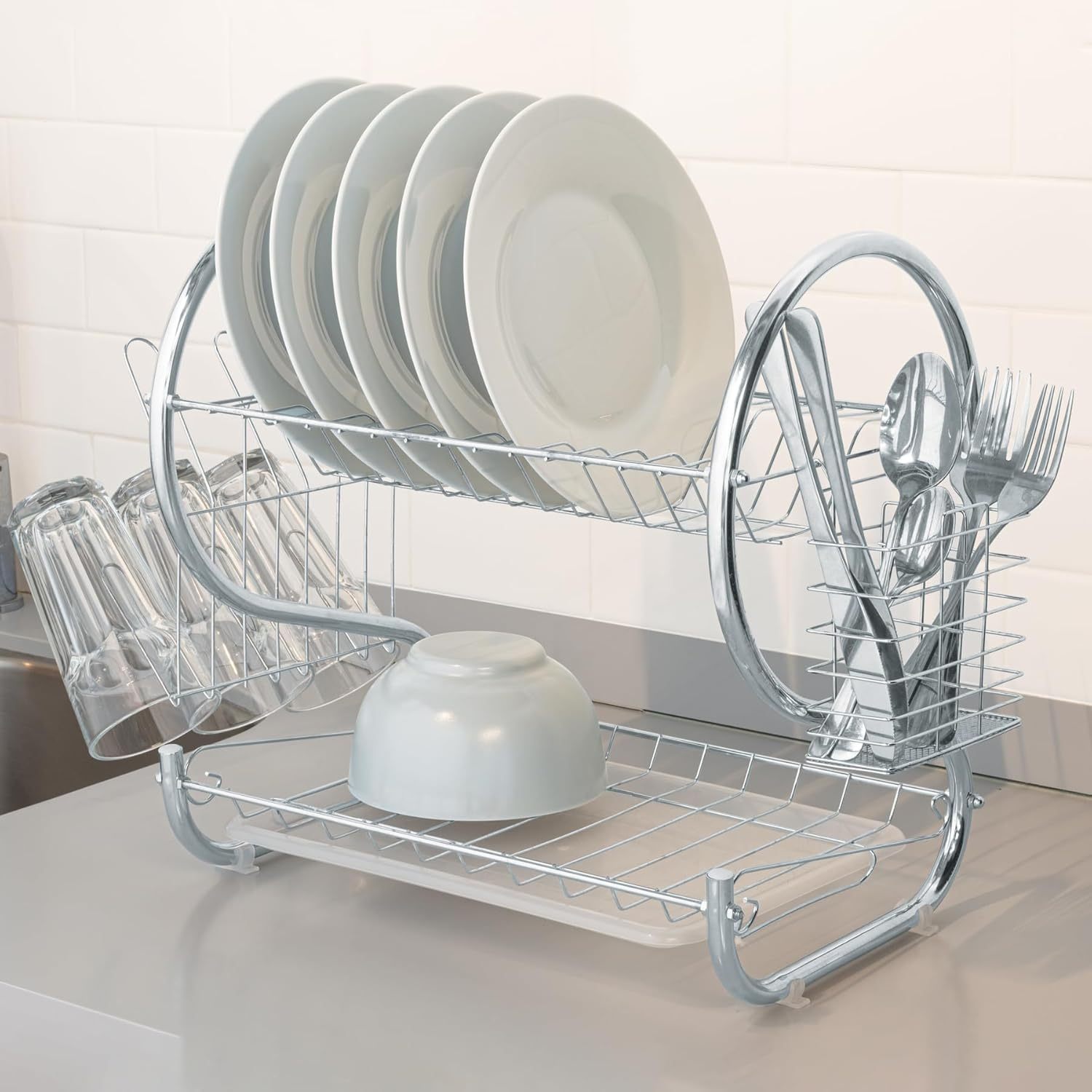 TEMU Dish Rack, 2-tier 12-plate Dish Drainer, Sink Dish Rack, Dish Racks, Small Dish Rack, Counter Organizer For Rental & Narrow Spaces, Practical