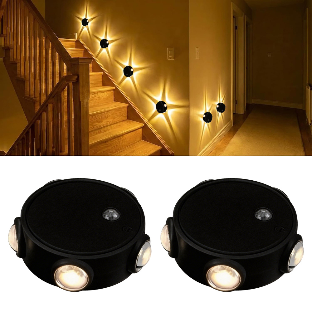 Image of Night Light 2pcs, Motion Sensor Indoor Wall Light, Rgb Warm White Rechargeable Dimmable Light, Adhesive And Magnetic Mount, Ambient Mood Lighting For Bedroom, Bathroom And Stairs