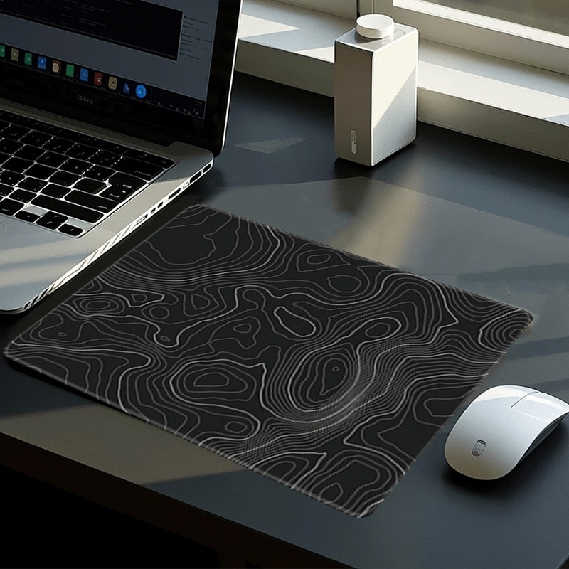 TEMU 1pc Vintage Abstract Black And White Line Art Themed Fashion Abstract Mouse Pad - Esports Office Keyboard Mat, Small Computer Mouse Pad