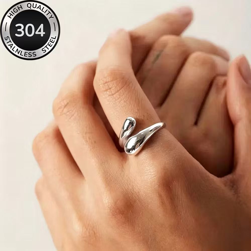 TEMU High-quality Stainless Steel Hypoallergenic Golden , Anti-fading, Easy And Elegant, Suitable For Everyday Wear Or Party Fashion Women's Ring,