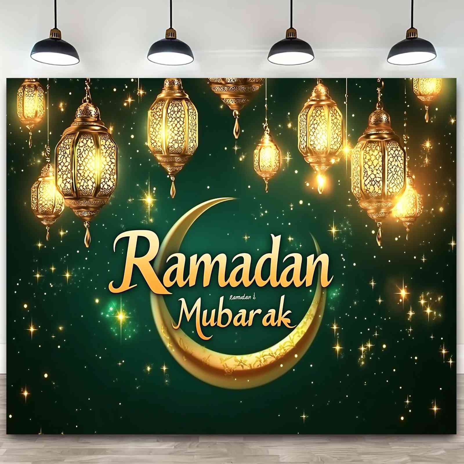 Ramadan en Eid Decoratie Set - Zwart Goud Mubarak Banner met Sterren Maan Ballon voor Thuis, Cafetaria en Tuin Ramadan en Eid Decoratie Set - Zwart Goud Mubarak Banner met Sterren Maan Ballon voor Thuis, Cafetaria en Tuin