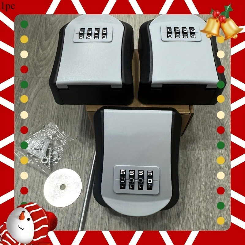 TEMU 2026 New Weatherproof Wall-mounted Key Lock Box With Sliding Cover, To 8 Keys, Durable Metal And Plastic Construction, Security Combination Lock