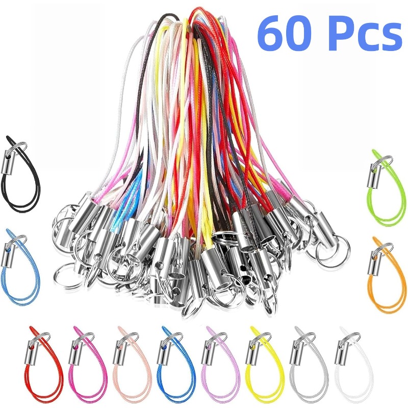 TEMU 60 pezzi Cordini per Telefono, Cinghie per Cellulare, Colori Misti, Anti-smarrimento, Utilizzabili come Portachiavi, Cinturini da Polso,