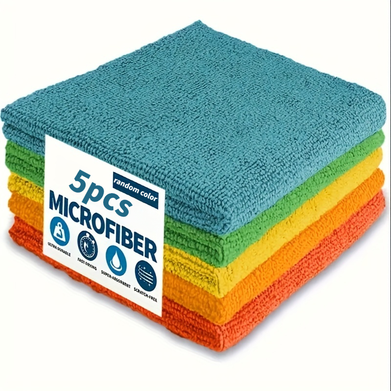 TEMU 5/10pcs Random Color Cleaning Cloth, Absorbent And Leaves No , Reusable Wet And Dry Use Cloth, Suitable For Cleaning Of Kitchens, Bathrooms, And