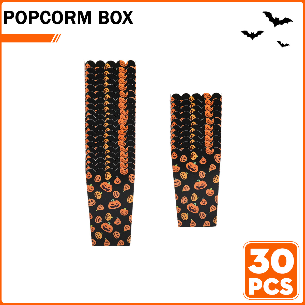 TEMU 50/30/16pcs For Halloween Popcorn Boxes, Paper Snack Containers And , Black Orange Pumpkin Face Print Candy Treat Favor Boxes For Halloween