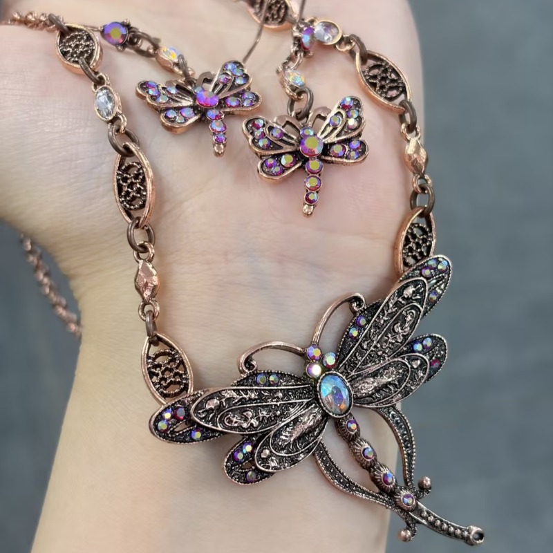 TEMU Ensemble de bijoux pour femmes style cour victorienne, couleur industrie lourde, synthétique colorée, , bronze antique vieilli, doré, rétro