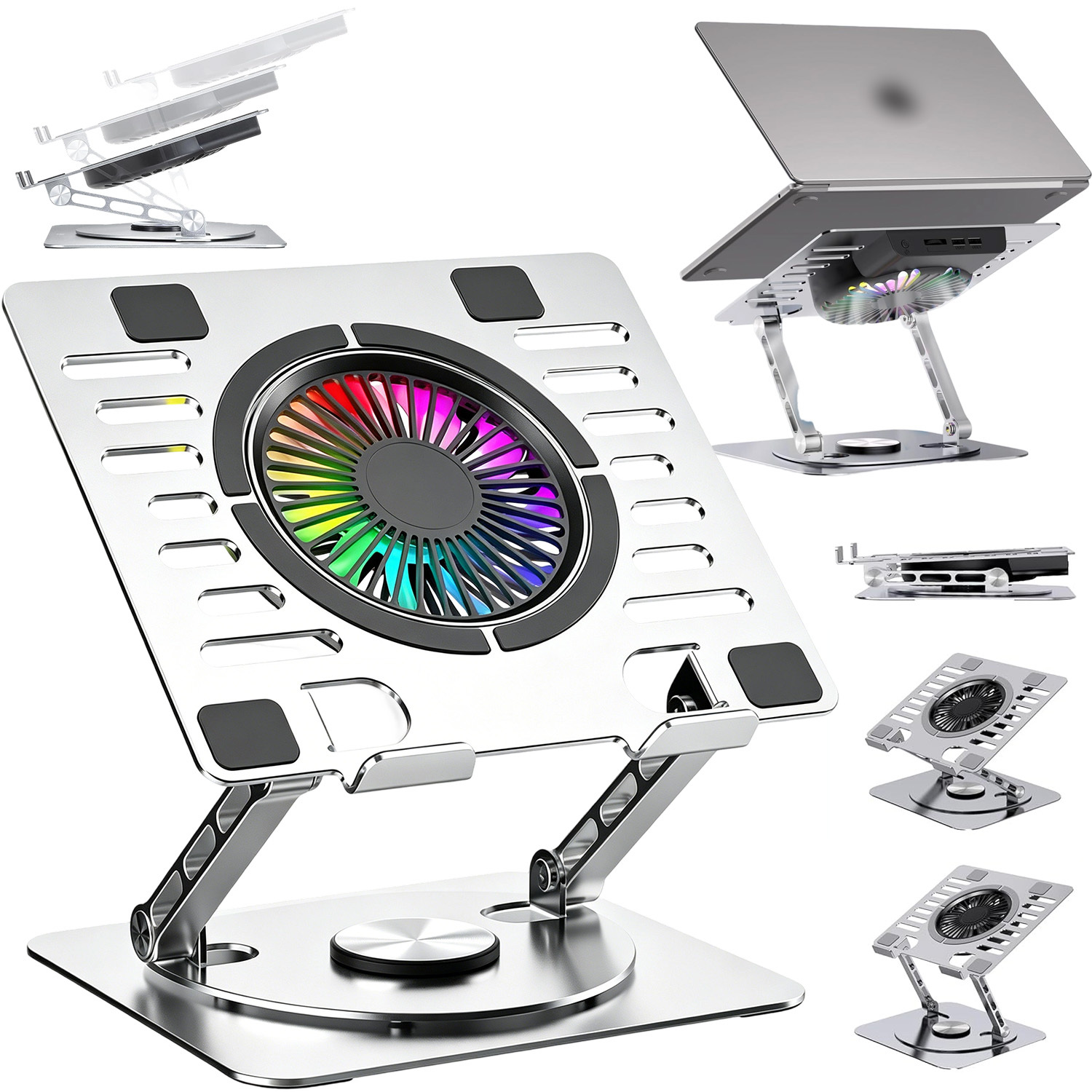 360 Degree Rotating Laptop Riser, Foldable Adjustable Notebook Stand Designed For Daily Work