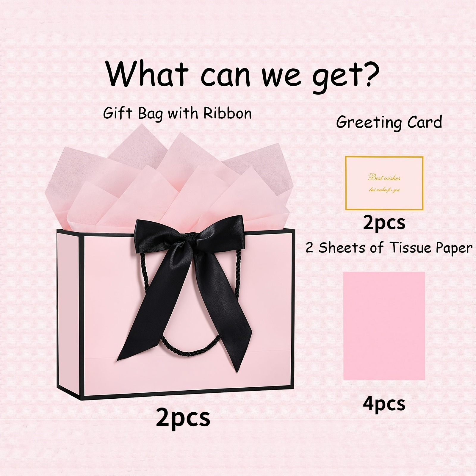 TEMU Gift For Her/him 8pcs Large Elegant Gift Bags, Wedding Handheld Gift Bags, Luxurious Handle Shopping Bags, (2pcs With Bow Ribbon Gift Bags, 2pcs