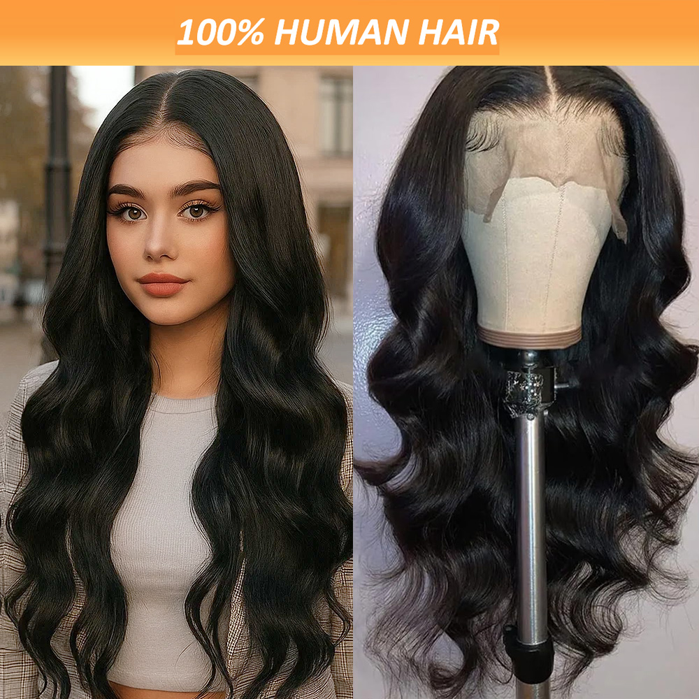 13x6 body wave 180 density 100 human hair lace front wigs  display picture 3