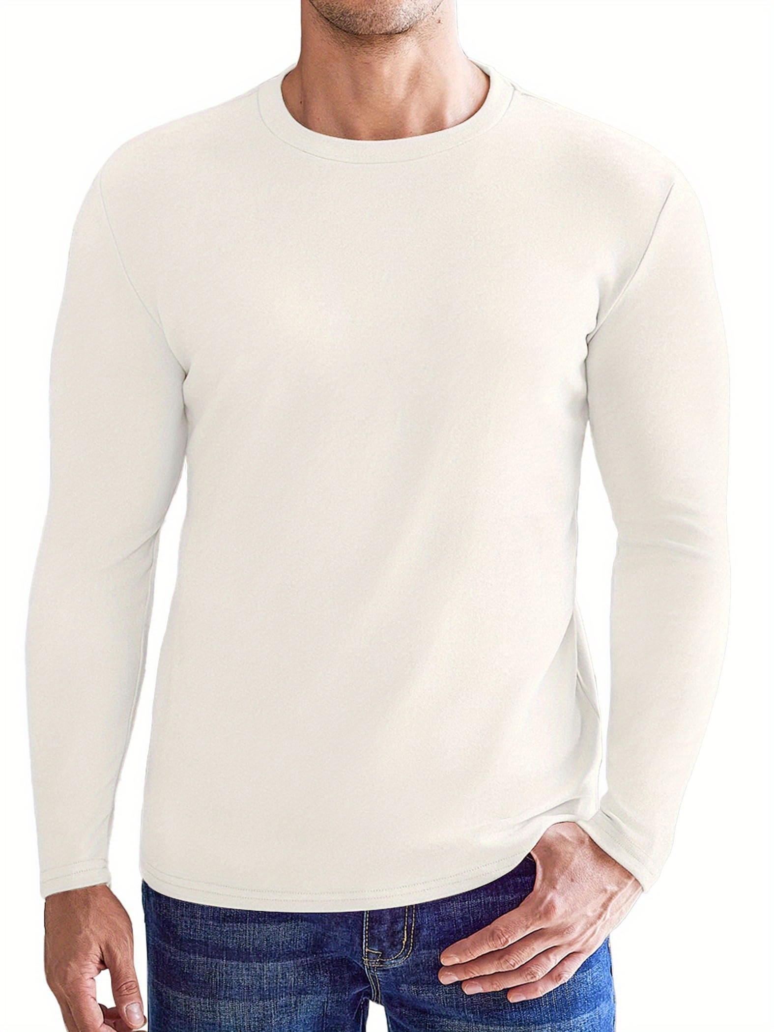 mens thermal long sleeve shirt 2pcs sweatshirt - Temu