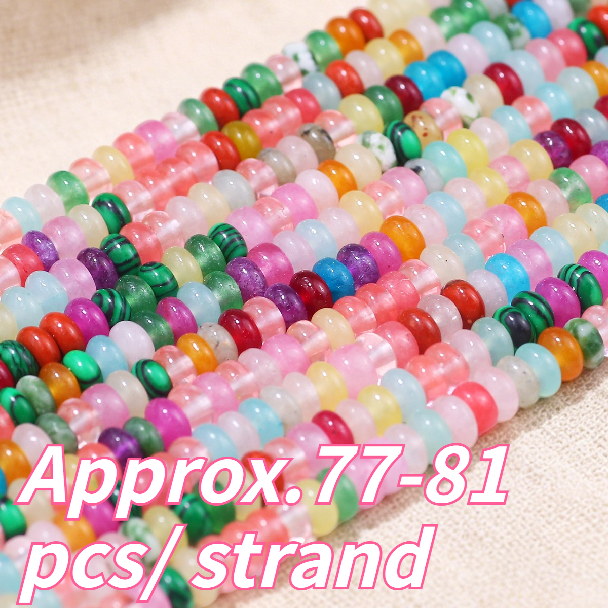 TEMU Natural Shiny Colored Chalcedony Abacus Spacer Beads 2 X 4mm Flat Round Drilled Stone Beads . 77-81pcs For Stringing Loose Beads With Texture