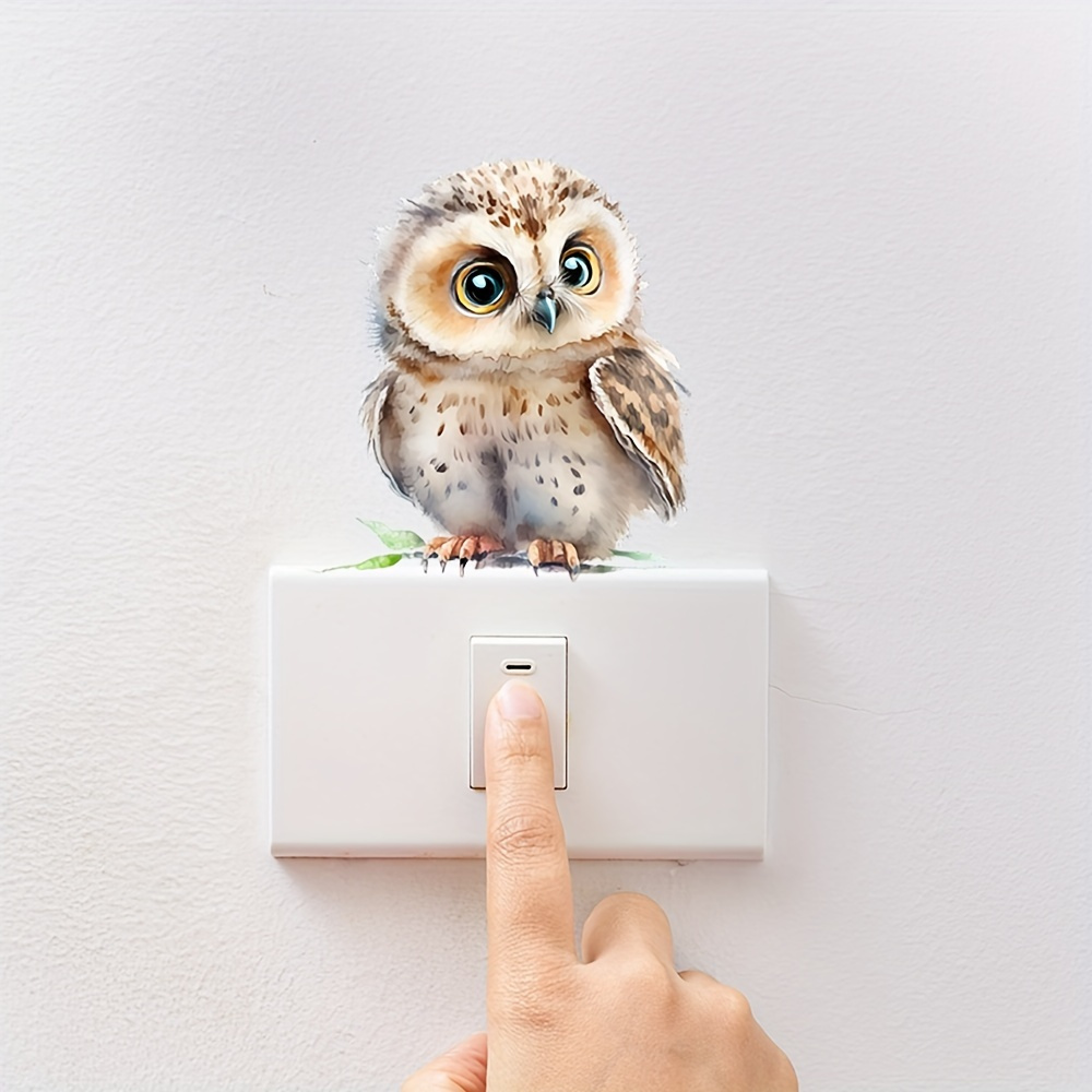 1pc Cute Owl Room Wall Switch Panel Decoration Sticker, Living Room, Bedroom Entrance And Air Conditioner Control Panel Home Decoration Wall Sticker