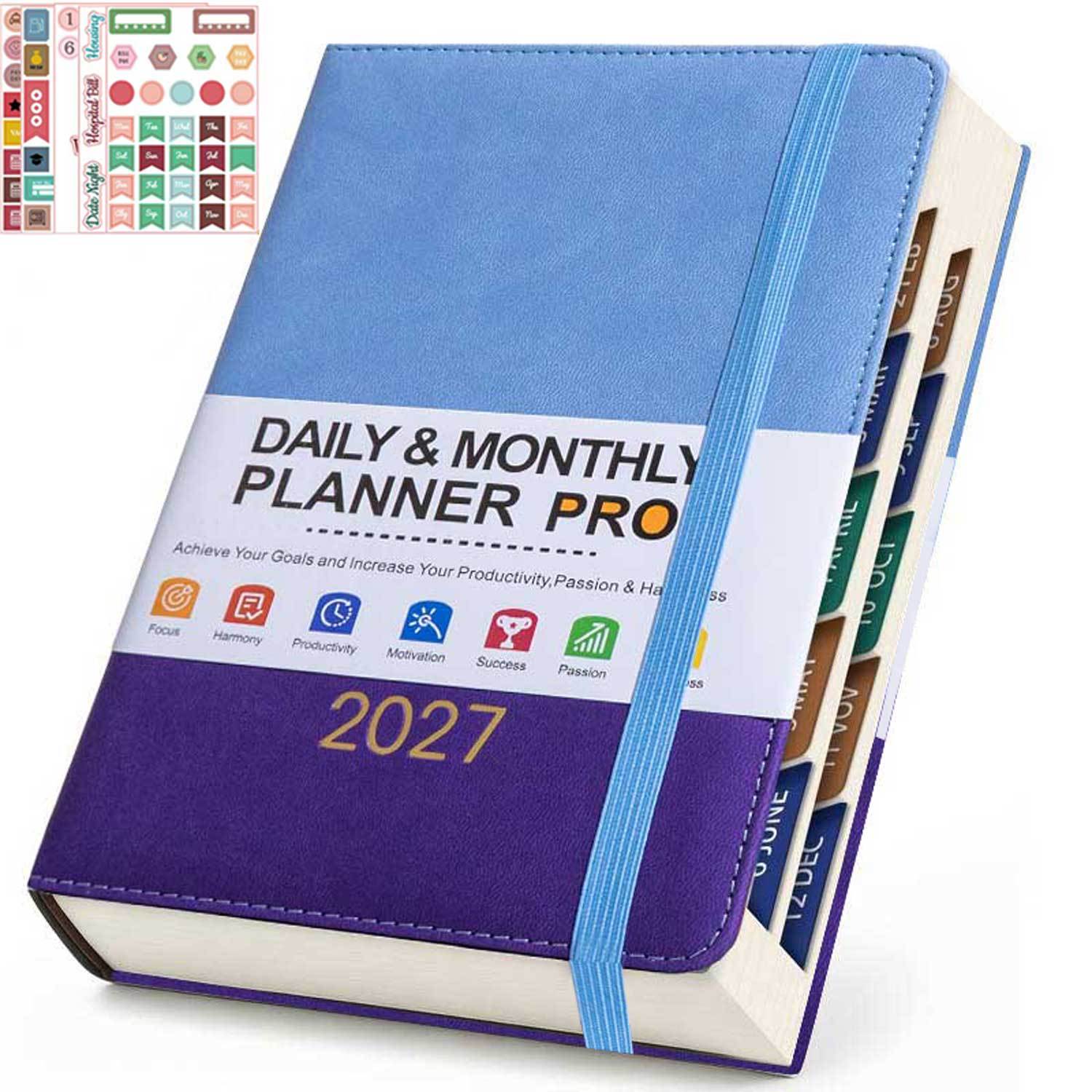 TEMU 2027 A5 Planner -december Hardcover Planner, Faux Leather, Hardcover With Strap Design, Daily, Weekly, Monthly Agenda, Habit Tracking Journal,