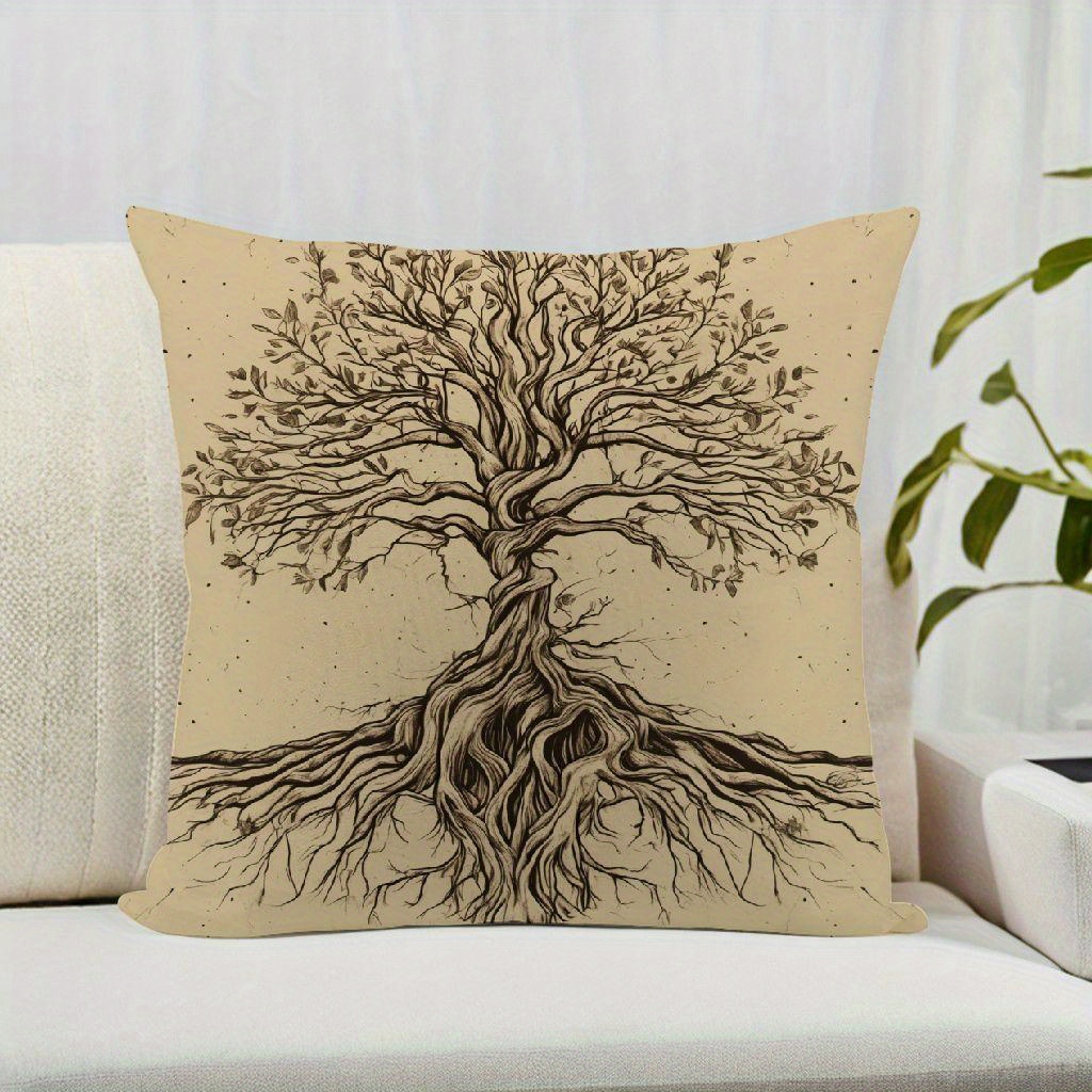 2 pack tree of   fabric pillow covers   polyester   cases for home car bed sofa decor details 1