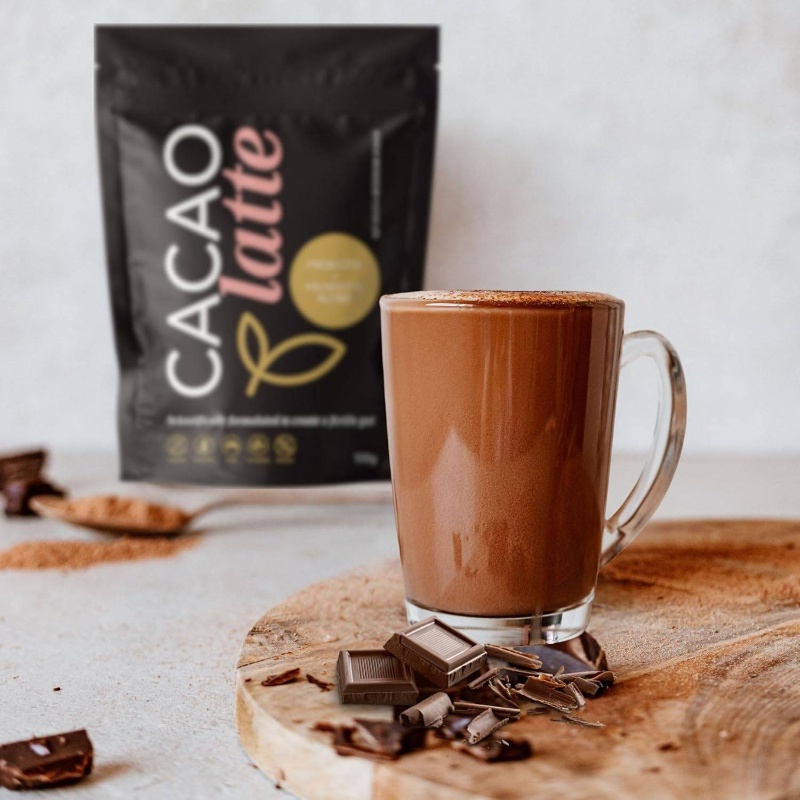Probiotic & Prebiotic Rich Cacao Latte - Gut Health Drink with Live Cultures, Dairy/Egg-Free Digestive Supplement, Plant-Based probiotics for &, On-the-Go Nutrition (izable Ingredients)