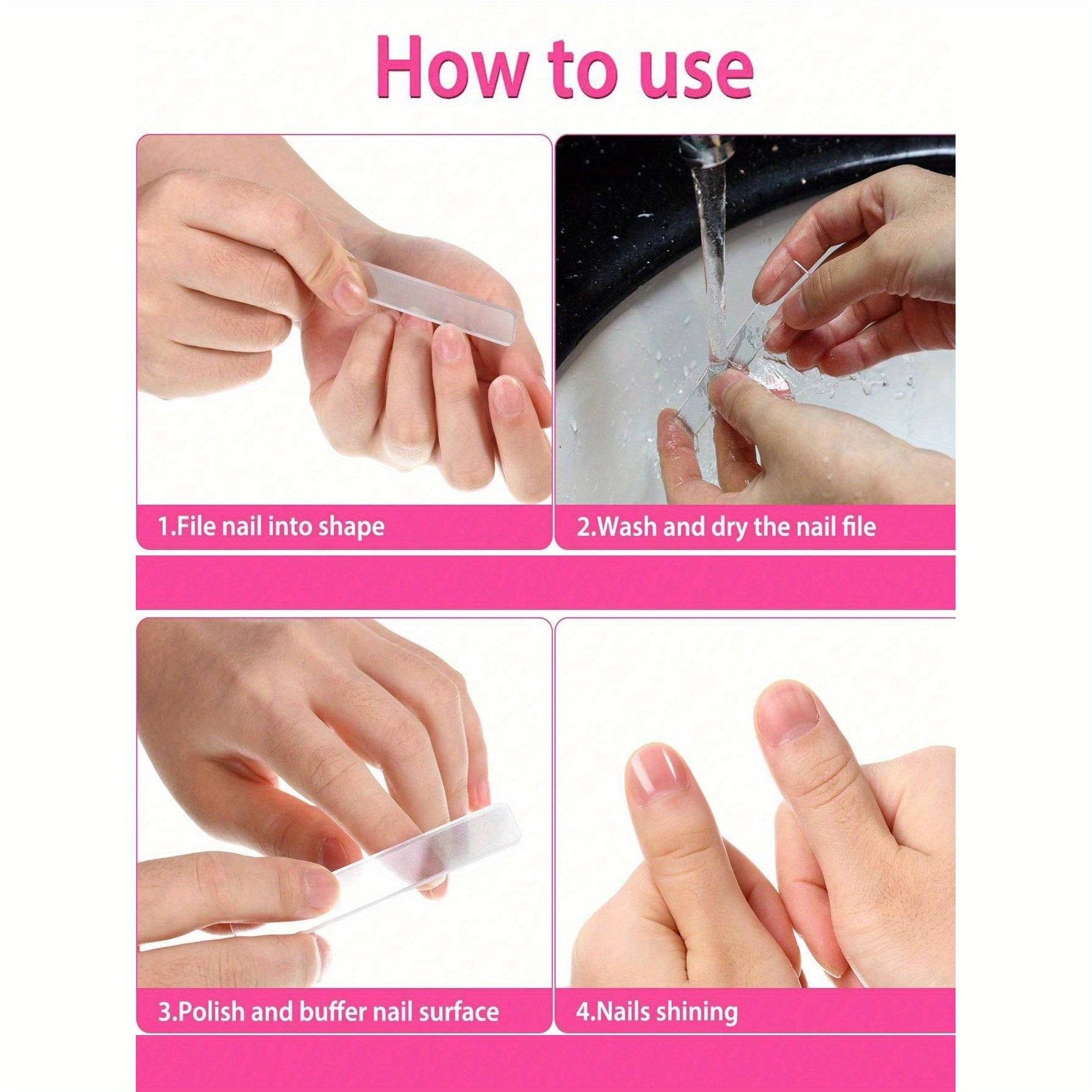3pcs Professional Glass Nail Files for Manicure