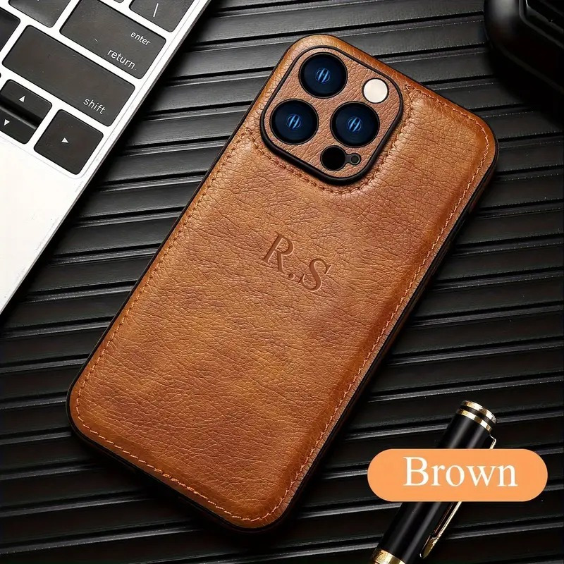 

Customized Name Classic Business Luxury Leather Case For 15 14 11 Pro Max Plus Personalized Diy 3d Initials Letters