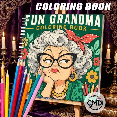 item picture fun grandma spiral bound coloring pages stress relieving relaxing artwork perfect gift for birthdays christmas halloween thanksgiving holiday activity party