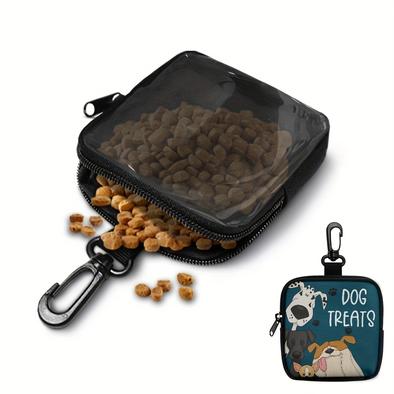 Portable & Essential: Polyester Dog Treat Pouch with Zipper Closure - Ideal for Outdoor Activities and Walks, Colorful Design, Single-Sided Printing, Transparent Side, Dog Walking Accessory | Vibrant and Durable Zipper Seal