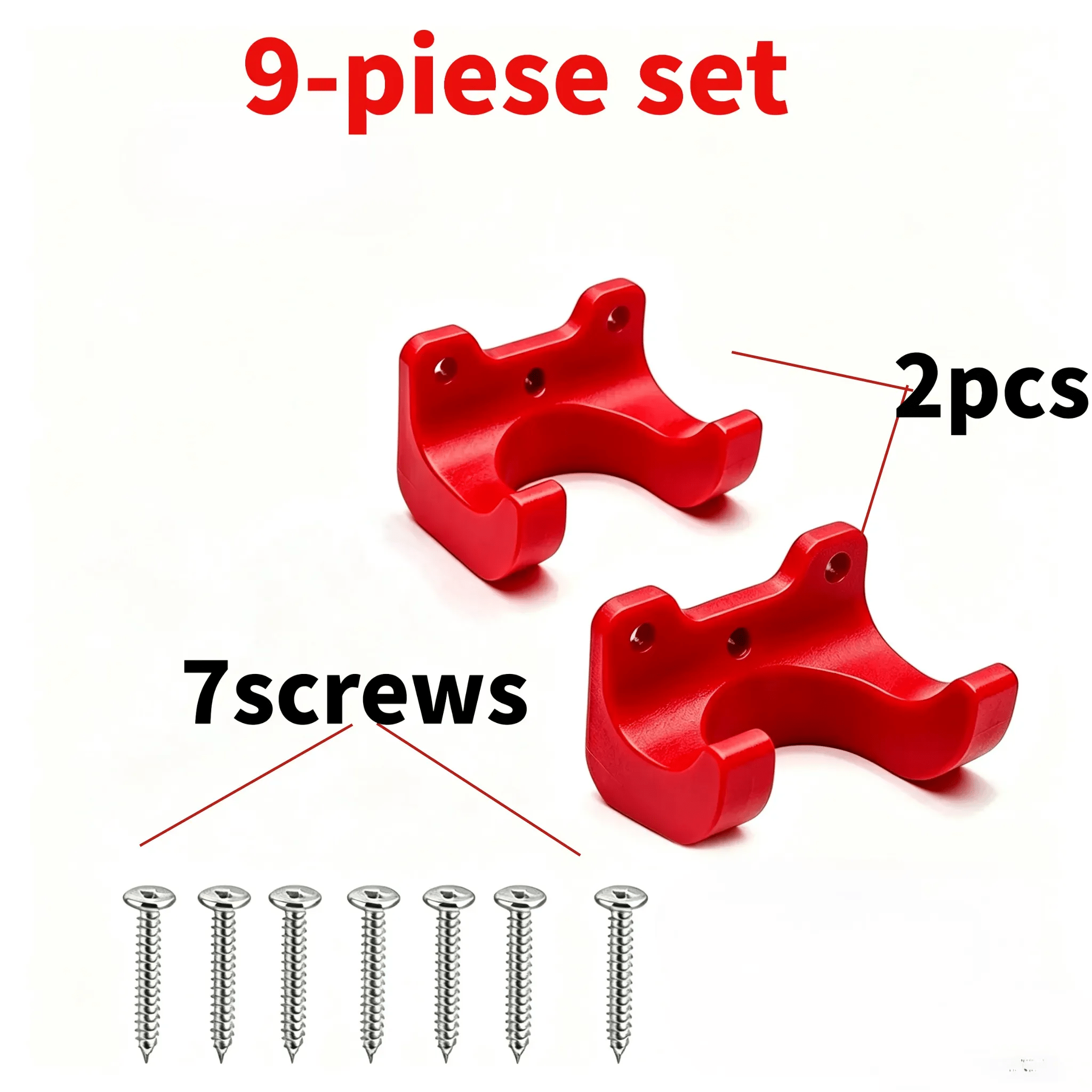 TEMU 9pcs Set (including And 7 Screws) Heavy-duty Plastic Tool Rack - Garage Wall Mounted Storage Rack | Space Saving Shovel/broom/rake/hoe/cleaning