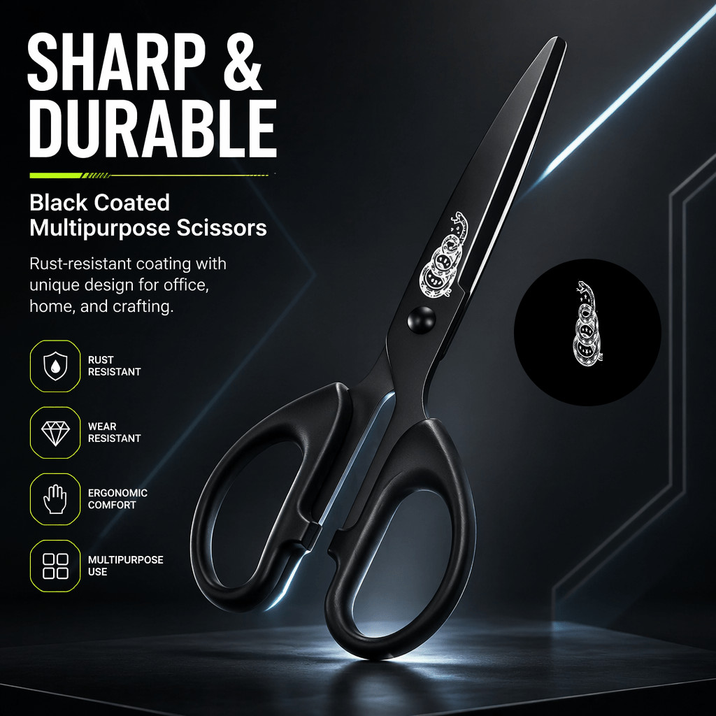 TEMU Student-exclusive Scissors, All-black Sharp Precise Stainless Steel Blade Non-slip Ergonomic Lightweight Small Scissors, Suitable For Paper