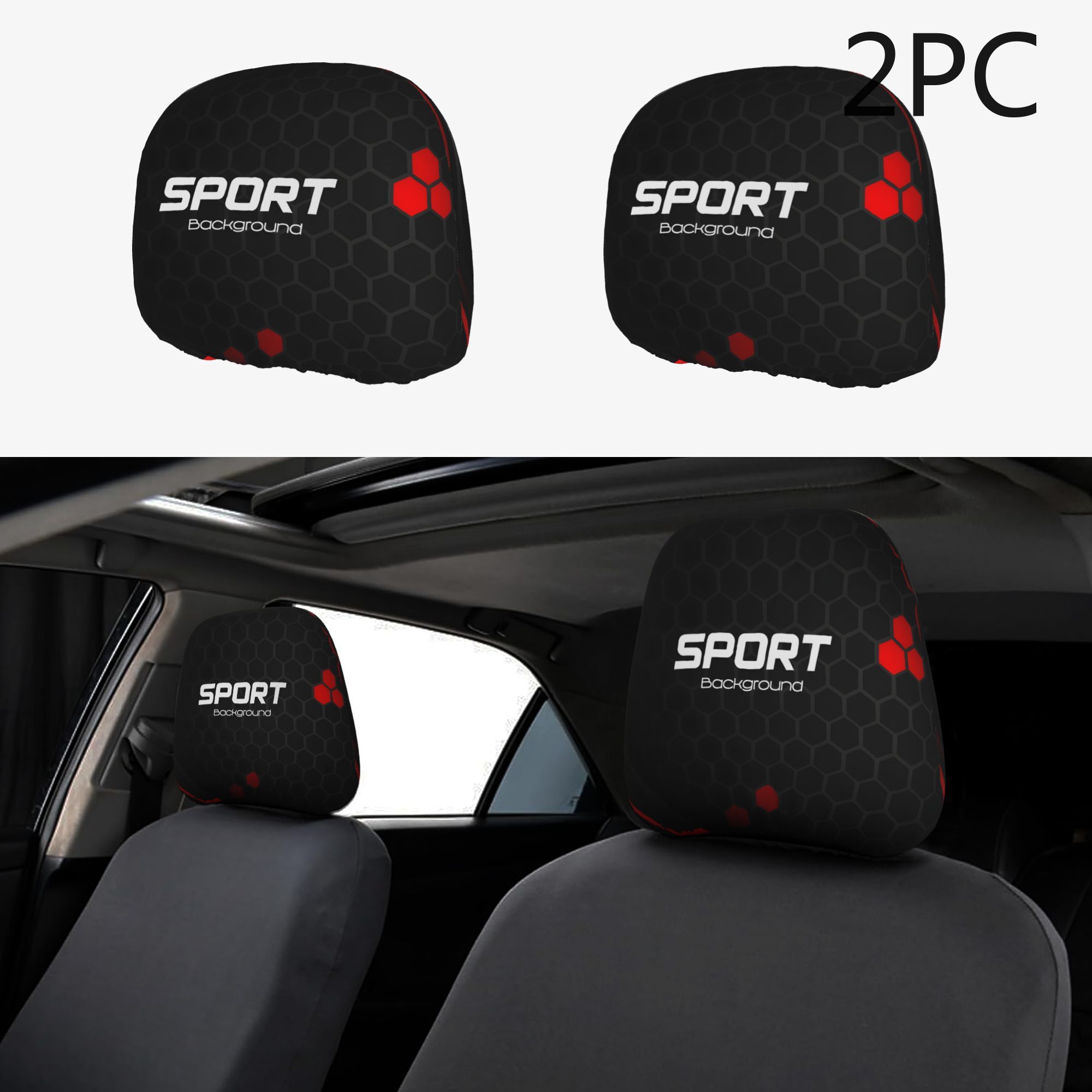 TEMU Set copripoggiatesta per auto, motivo con stampa , decorazione elegante per interni auto, senza imbottitura, facili da installare e pulire,