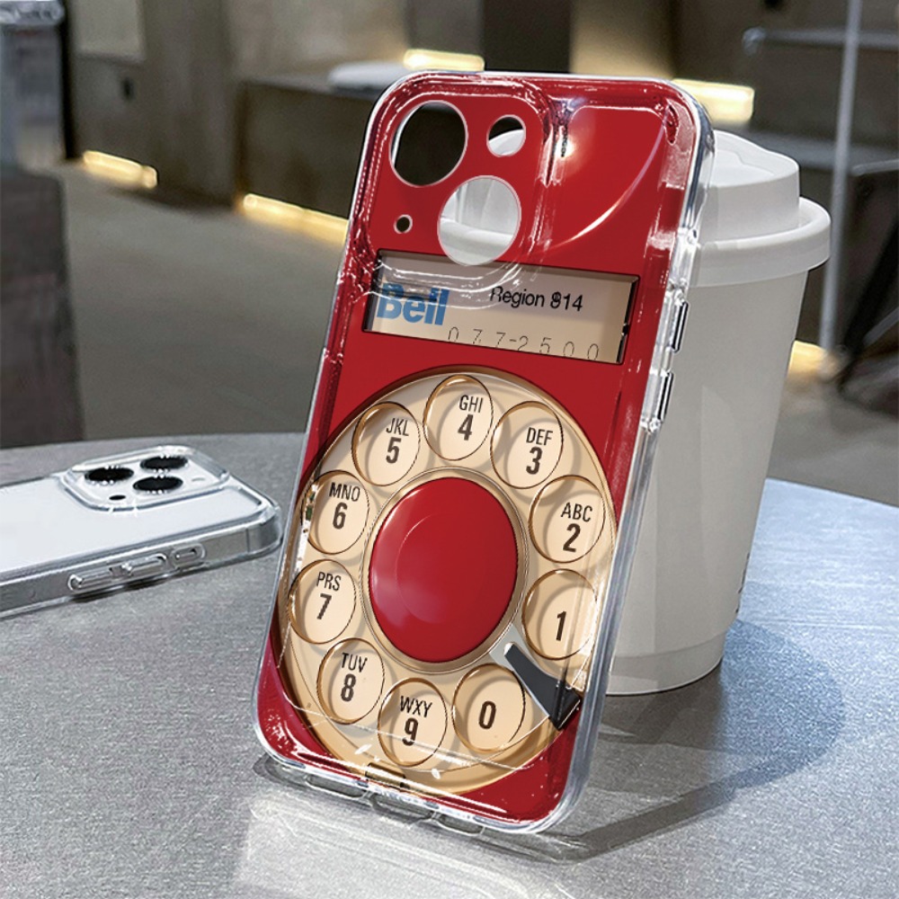 Phone Case - Phone Case: Vintage Rotary Dial Telephone Style Red Phone Case Suitable For Iphone 17/16/15/14/13/12/11/plus/pro/pro Max/17 Air And Galaxy S26/s25/s24 Plus/s23/s22/s21 Ultra And Galaxy