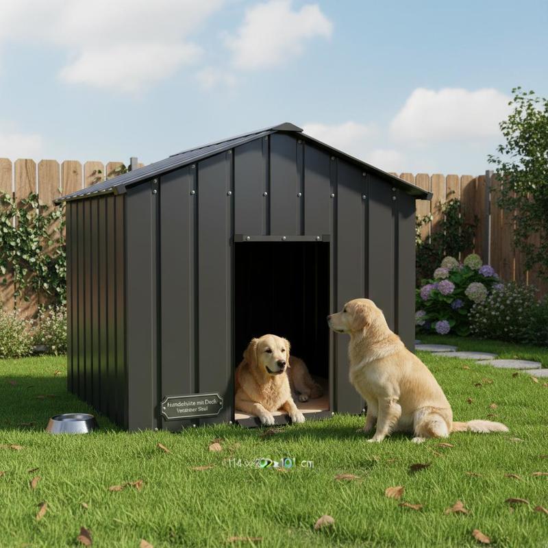 Dog House 114x202x101 Cm | Galvanized Steel Construction, Metal Material, Protection Against Weather For Garden Yard Stable