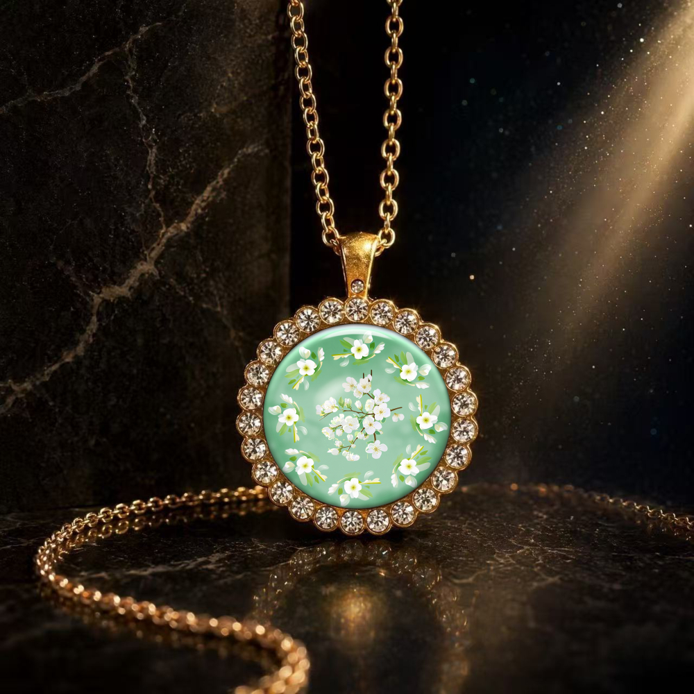 2D Flat Floral Mandala Design Pendant Necklace, Unisex